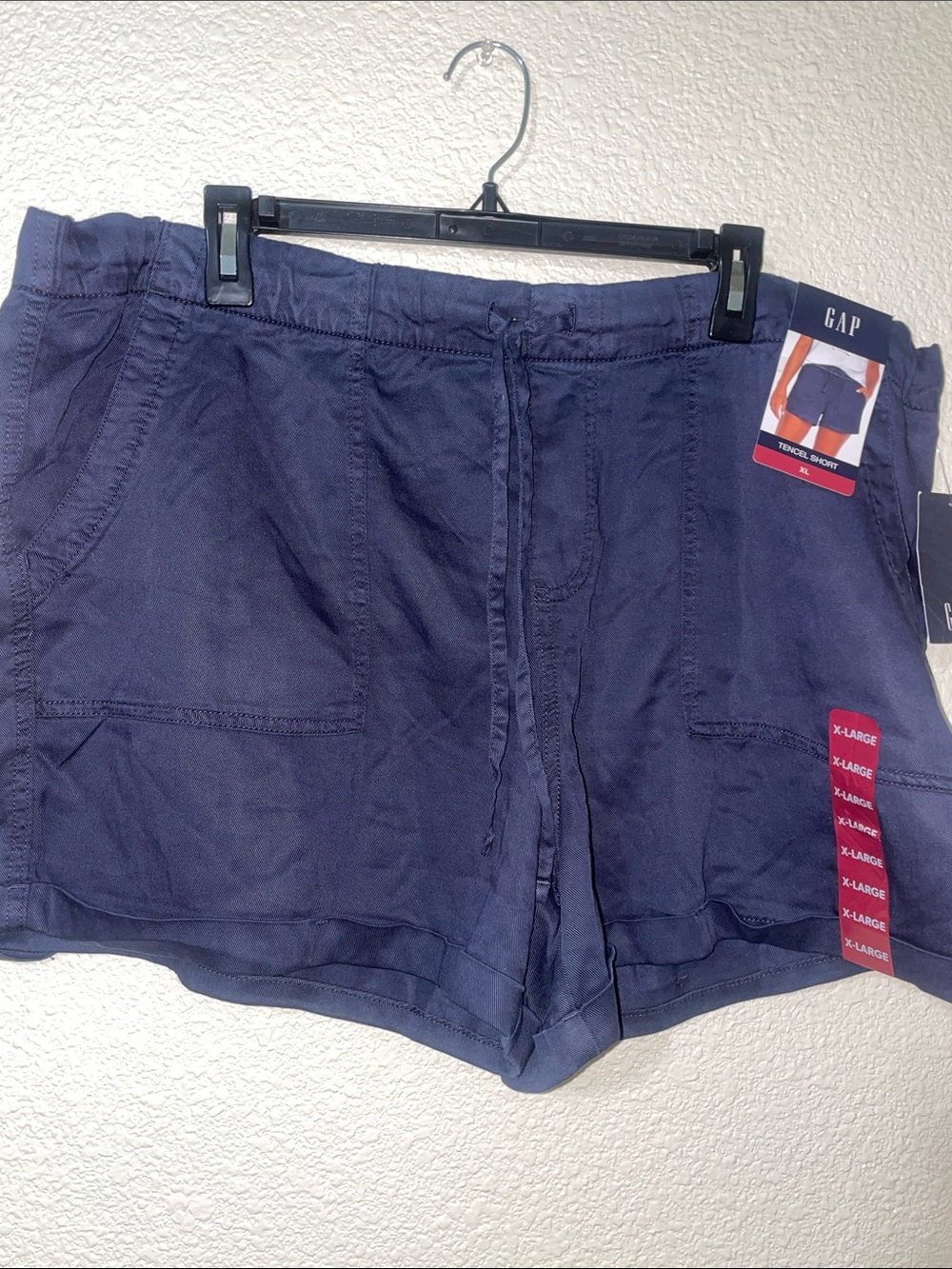 BNWT GAP Women's Navy Linen-Blend Drawstring Athletic Shorts, Size XL